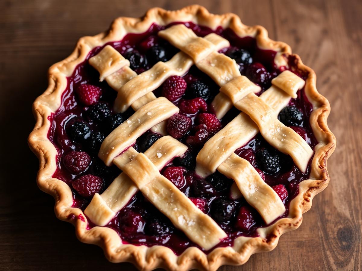 Berry fruit pie with lattice top